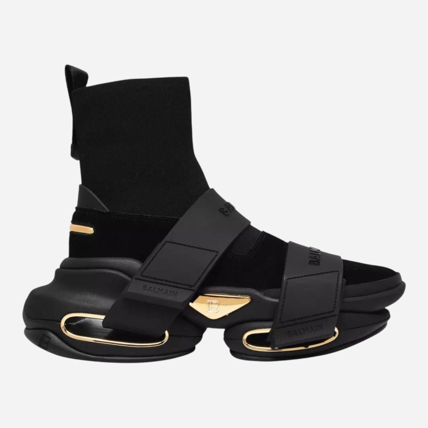 BALMAIN ‘B-bold high-top’ - ( Black & gold )