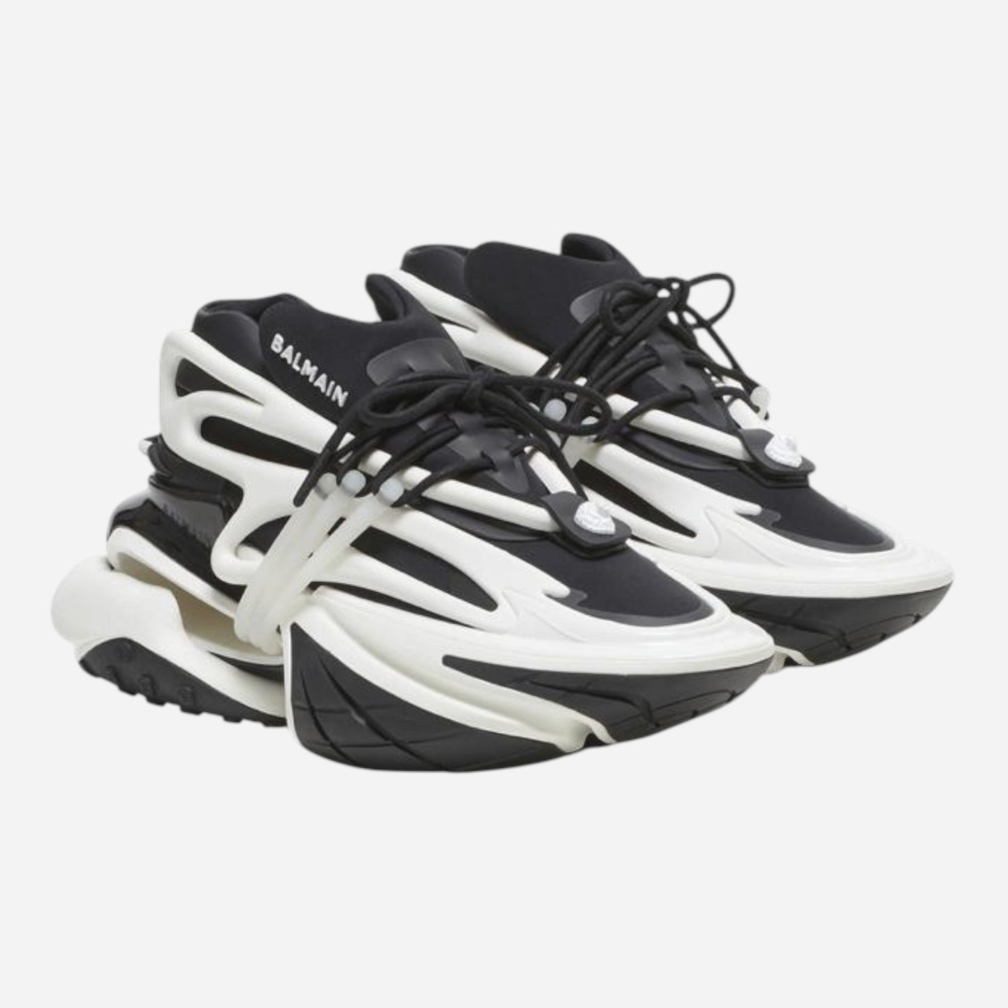 BALMAIN ‘Leather Unicorn Low-top’ - Black & White