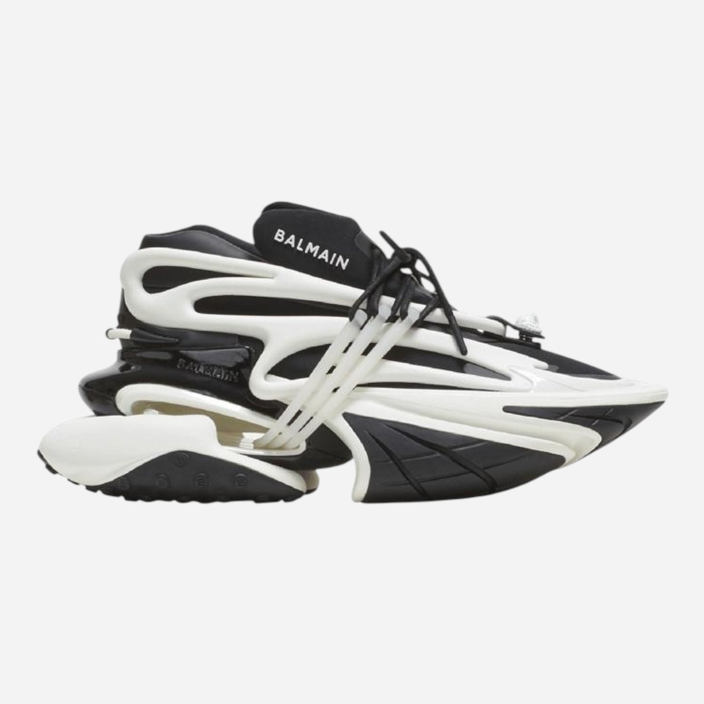 BALMAIN ‘Leather Unicorn Low-top’ - Black & White