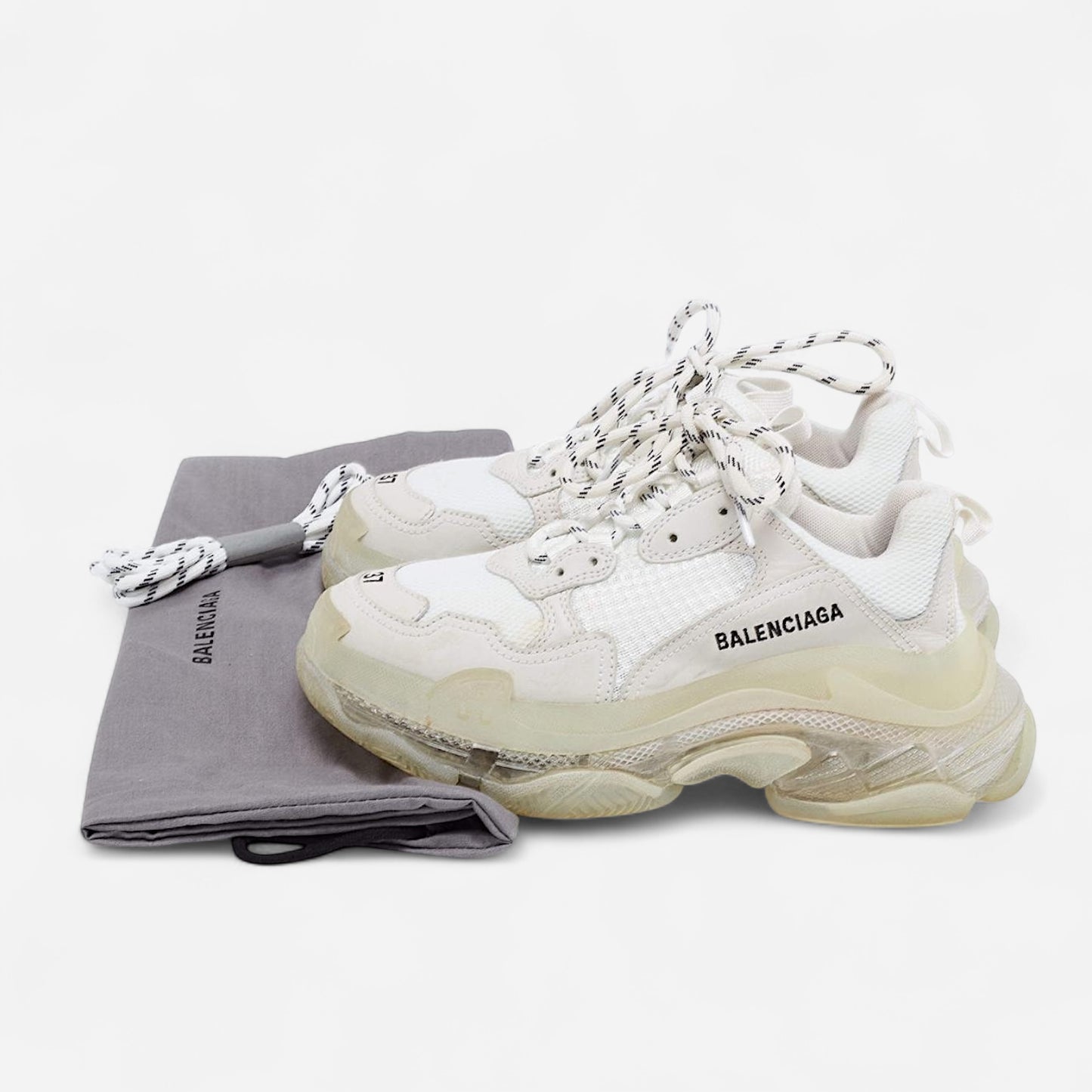 BALENCIAGA ‘Triple S Double Foam And Mesh’ - Clear Sole white