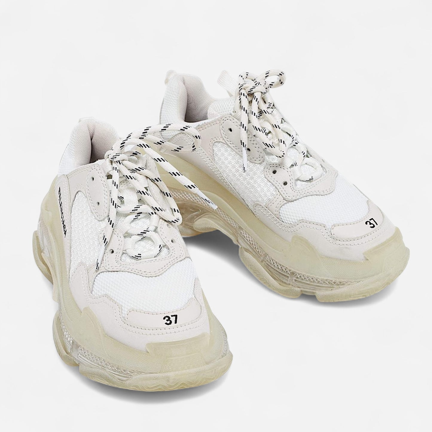 BALENCIAGA ‘Triple S Double Foam And Mesh’ - Clear Sole white