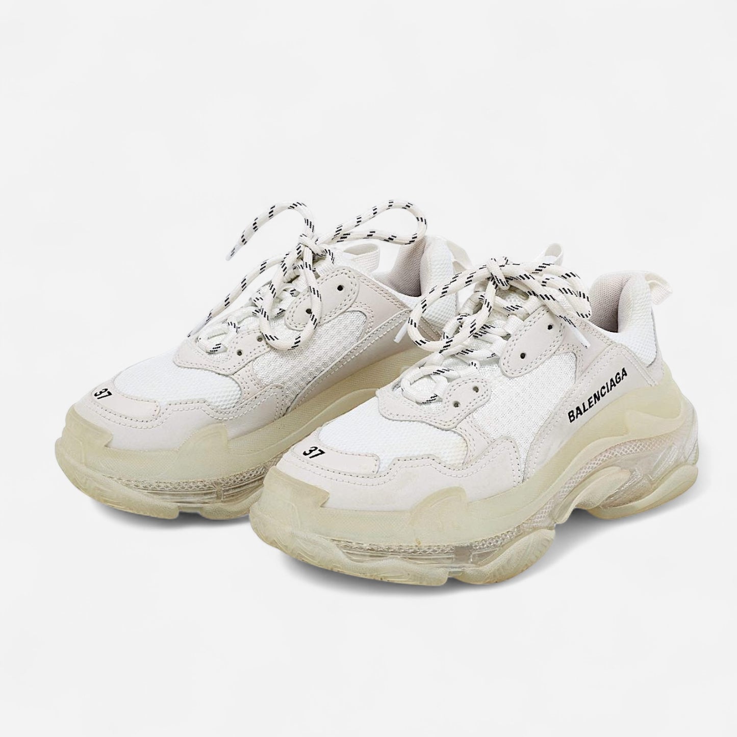 BALENCIAGA ‘Triple S Double Foam And Mesh’ - Clear Sole white