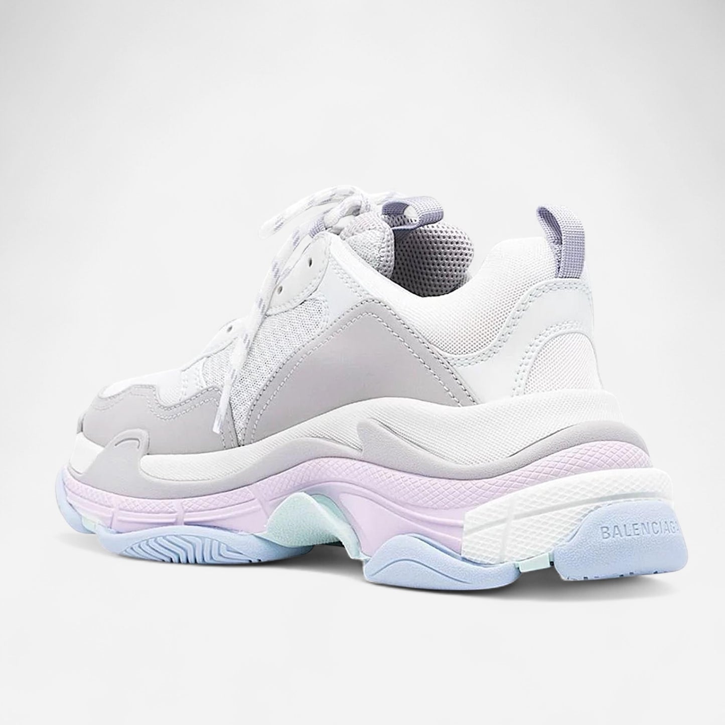 BALENCIAGA ‘Triple S Double Foam And Mesh Sneakers’ - Pink grey and baby blue