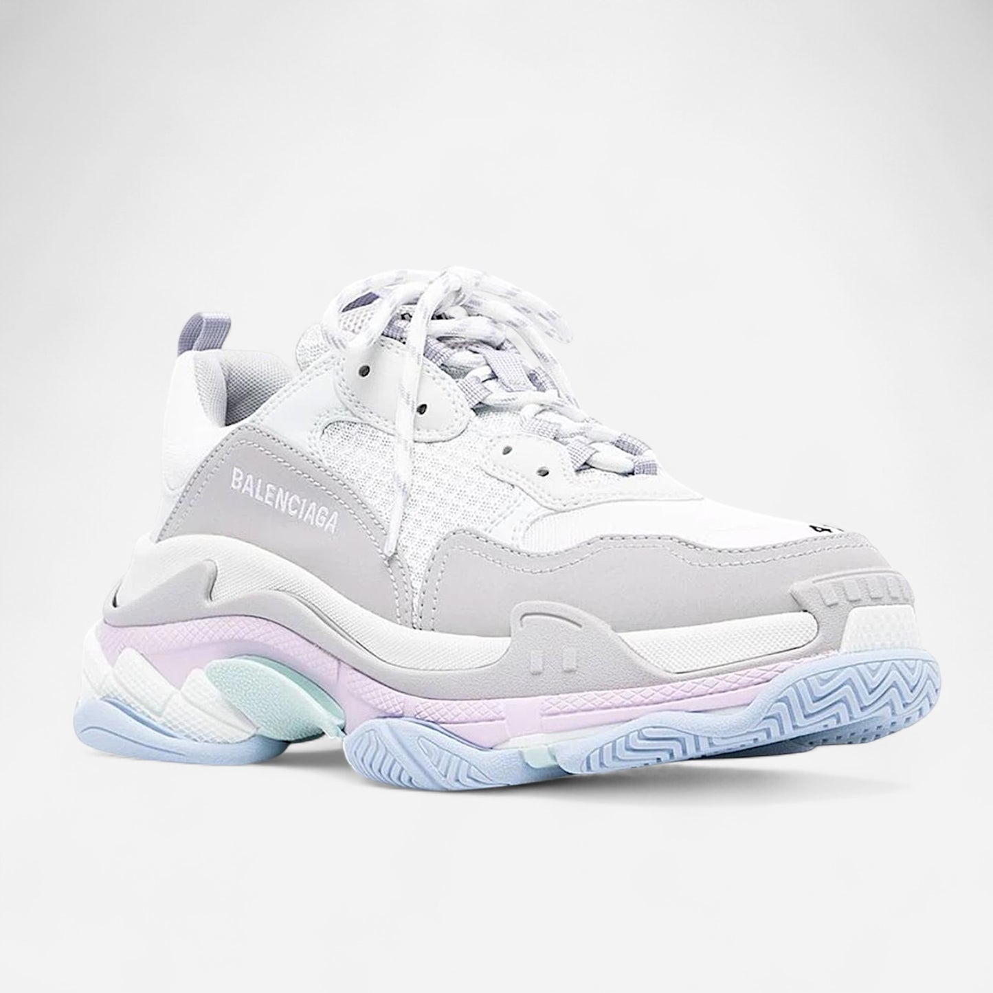 BALENCIAGA ‘Triple S Double Foam And Mesh Sneakers’ - Pink grey and baby blue