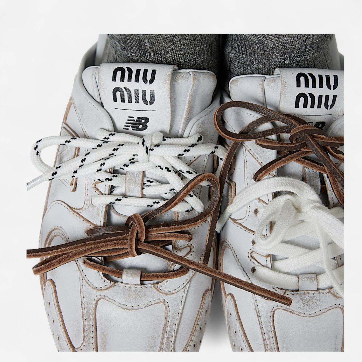 New Balance X Miu Miu ‘530 SL deco calf leather mules’ - White
