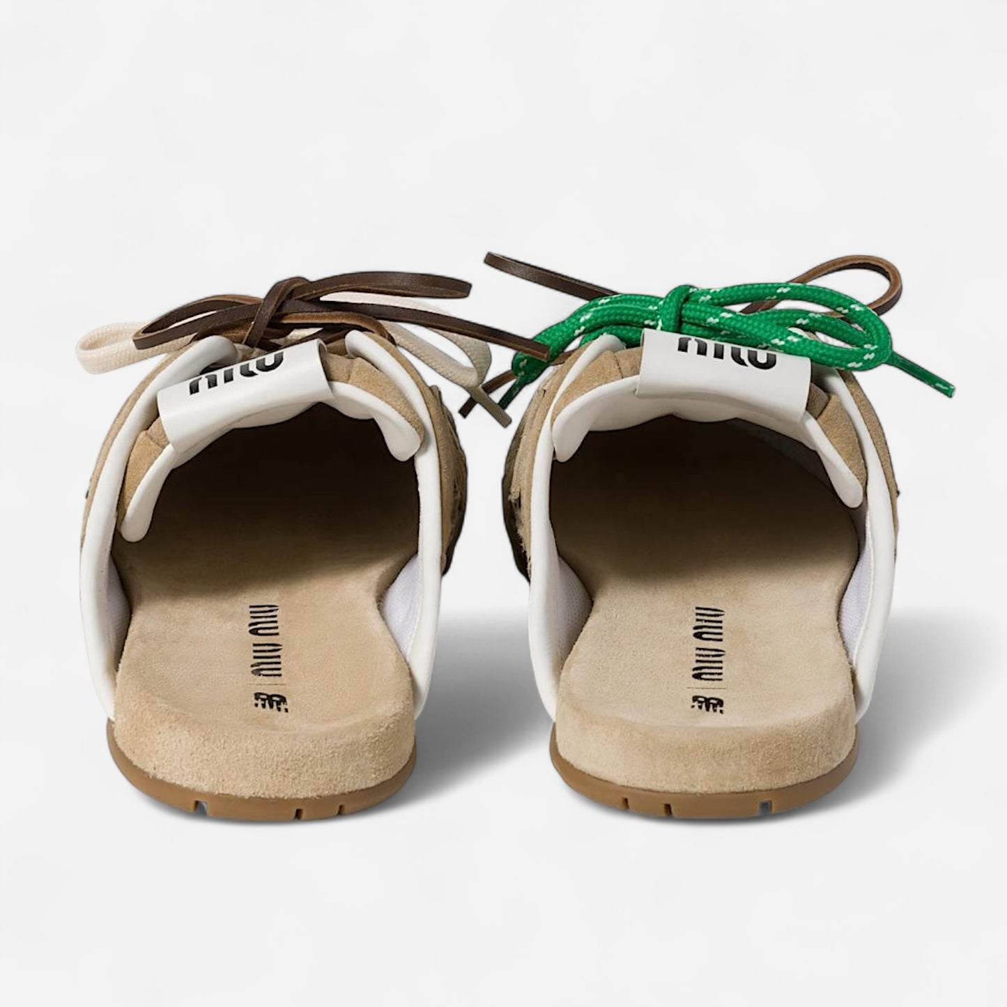 New Balance X Miu Miu ‘530 SL faded suede mules’ - Ecru