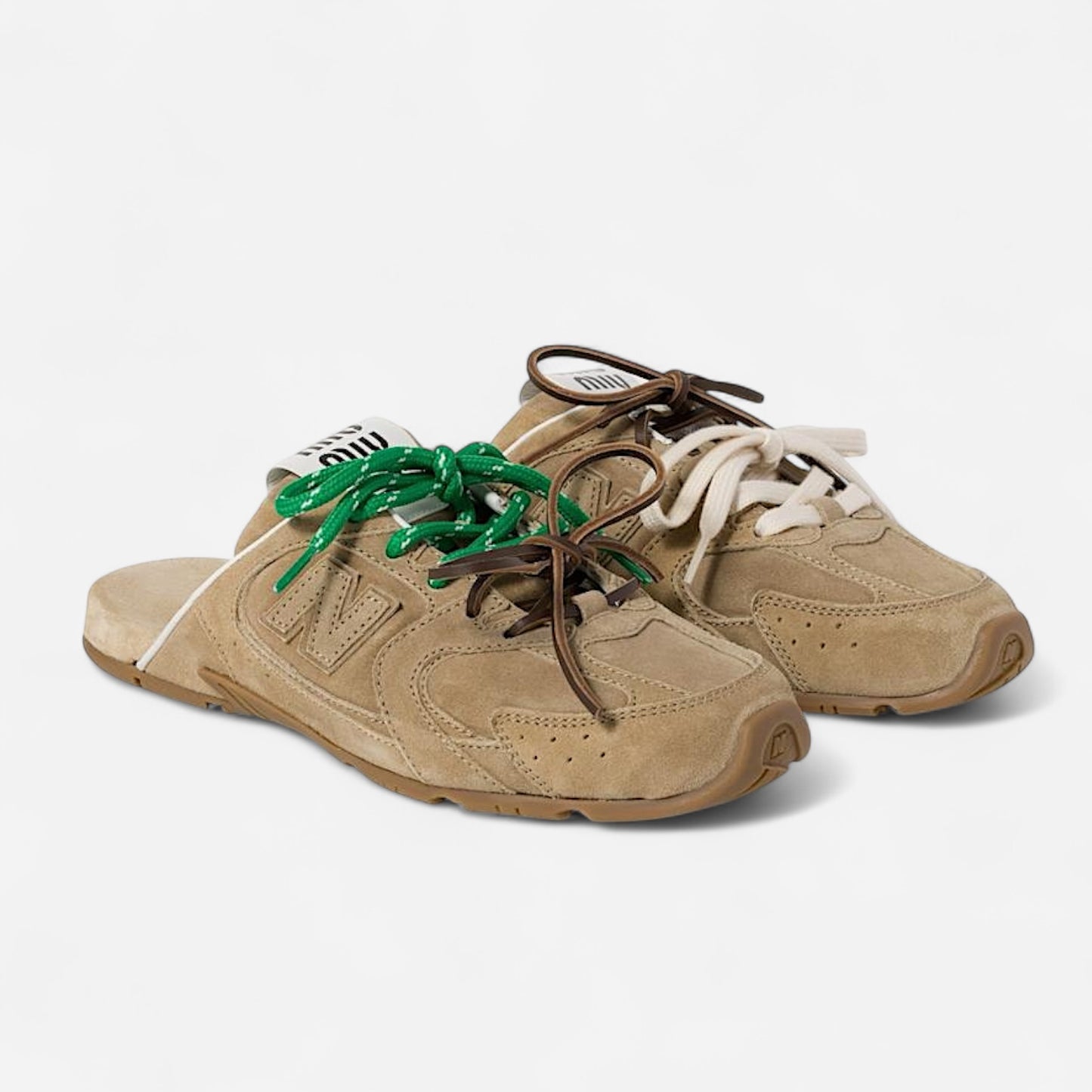 New Balance X Miu Miu ‘530 SL faded suede mules’ - Ecru