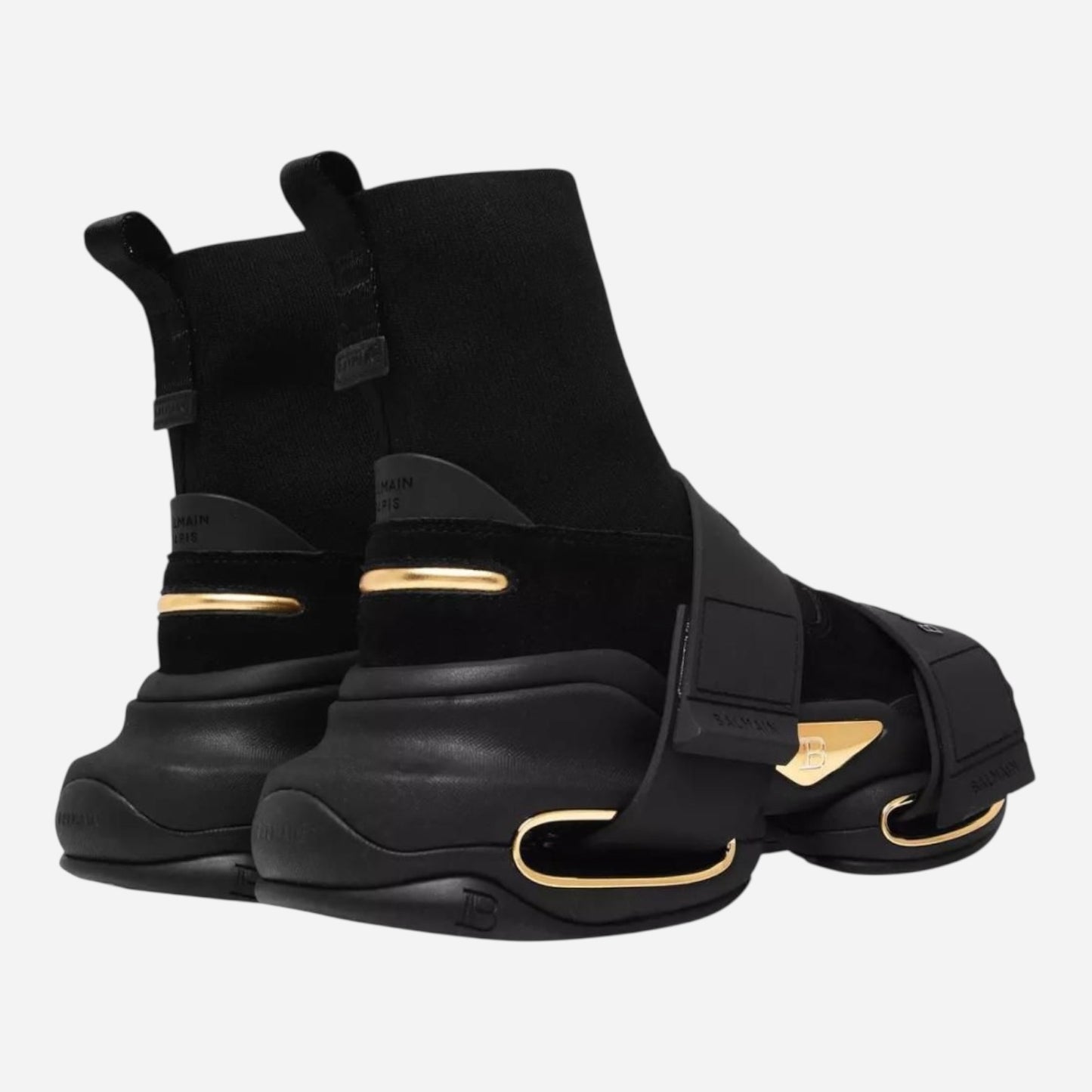 BALMAIN ‘B-bold high-top’ - ( Black & gold  )
